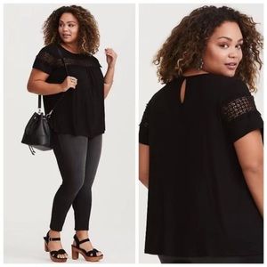 Torrid Knit Crochet Neck Flutter Sleeve Tee Size: 1XL
